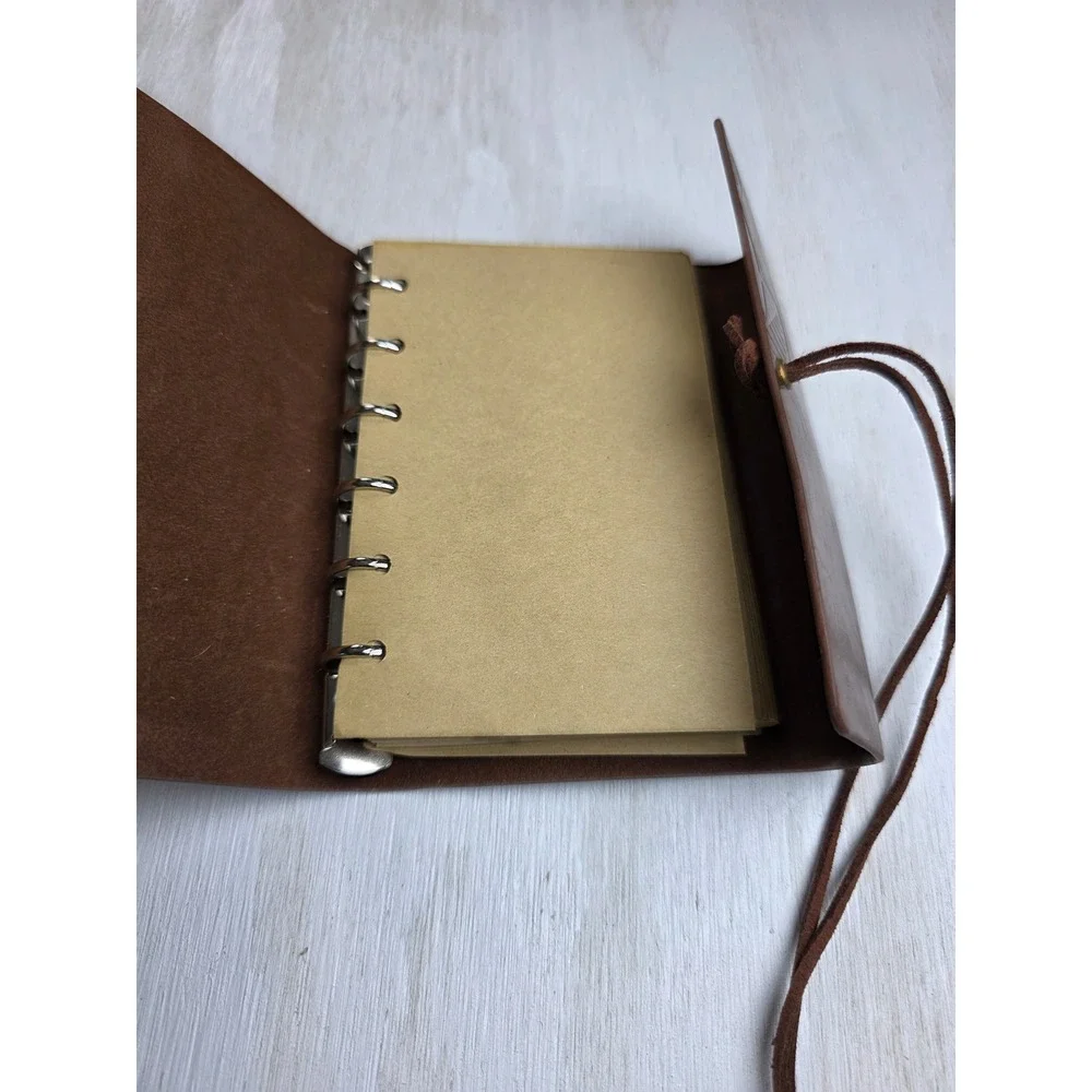 Vintage Leaf Embossed Brown Faux Leather Journal Refillable Boho Cottagecore 7x4